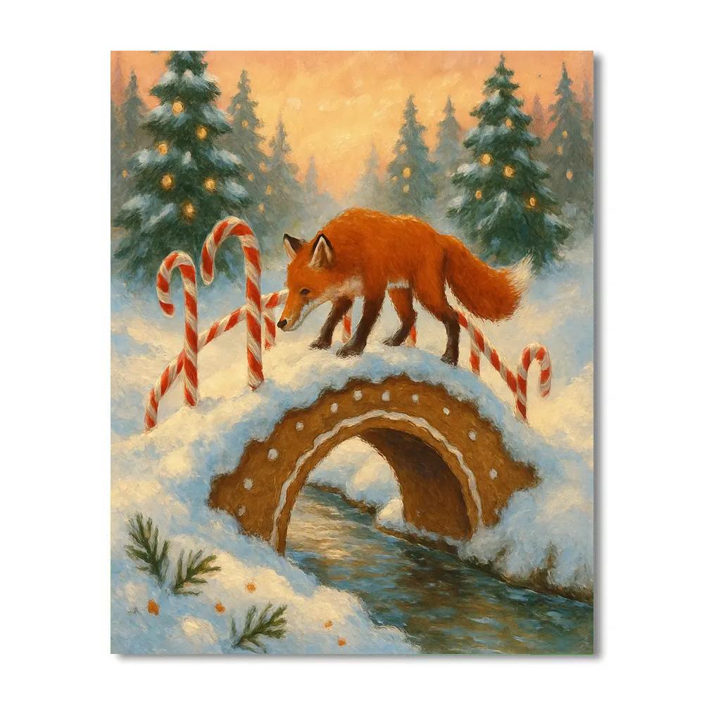 The Gingerbread Bridge In Snowy Pines painting number kit