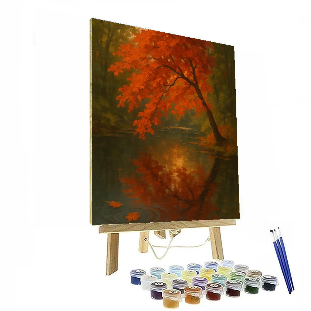 Autumn Maple Mirror Pond Numbered painting kits
