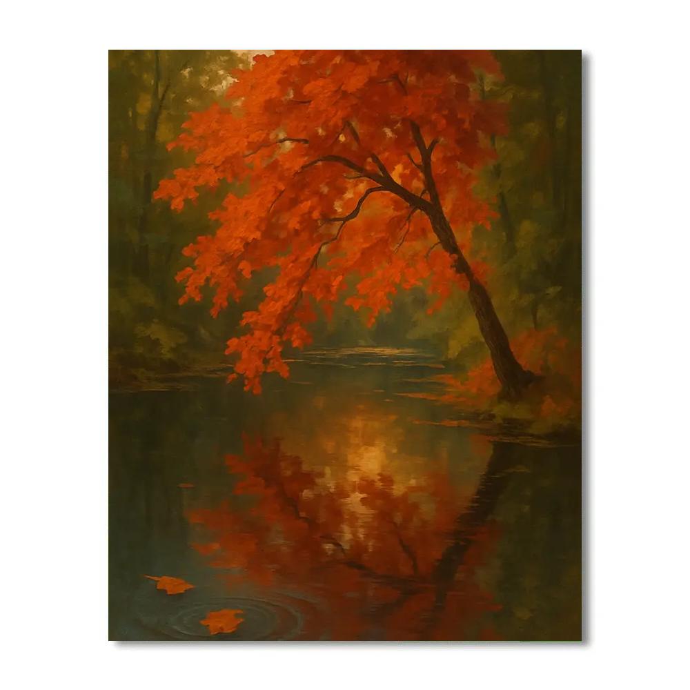 Autumn Maple Mirror Pond Numbered painting kits