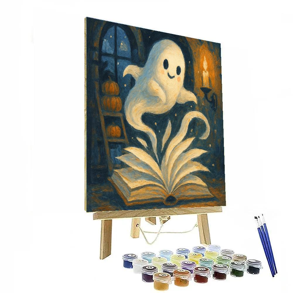 Moonlit Library Of Friendly Ghost Pages Number painting