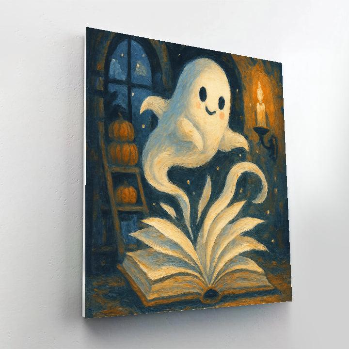Moonlit Library Of Friendly Ghost Pages Number painting