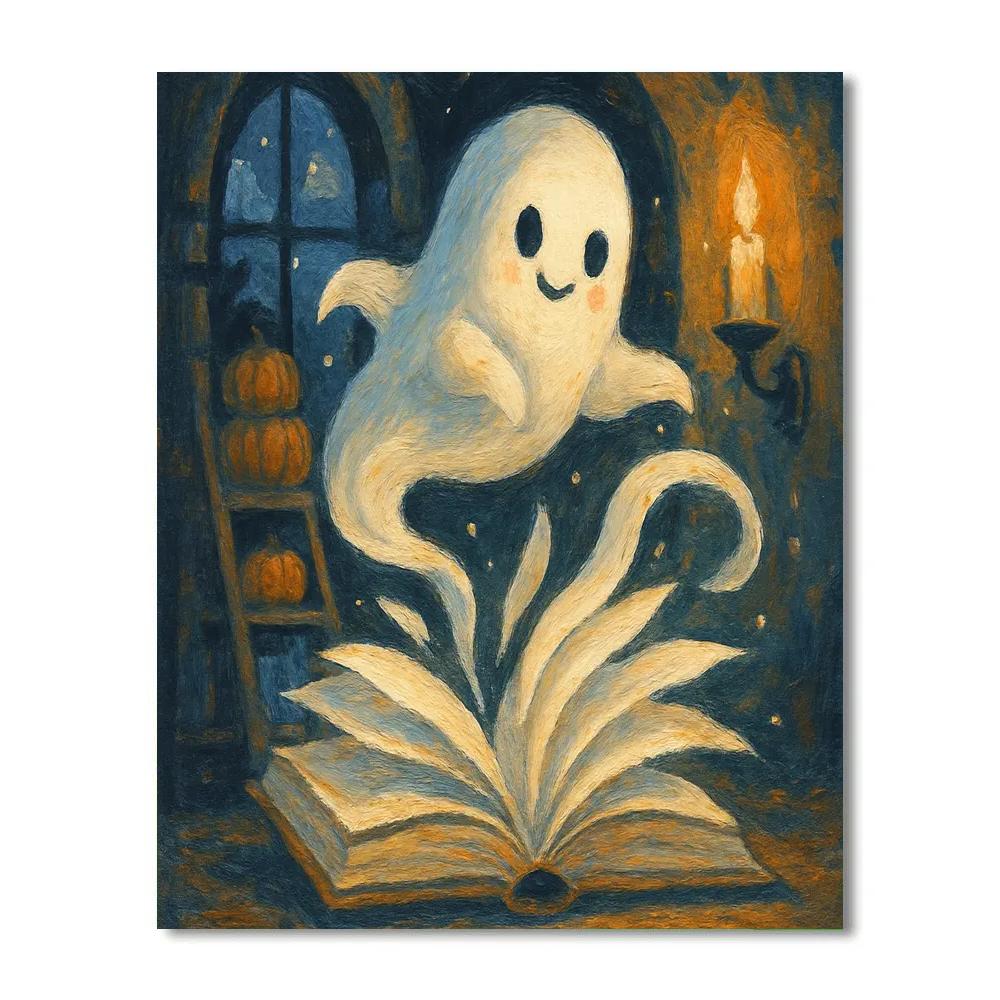 Moonlit Library Of Friendly Ghost Pages Number painting