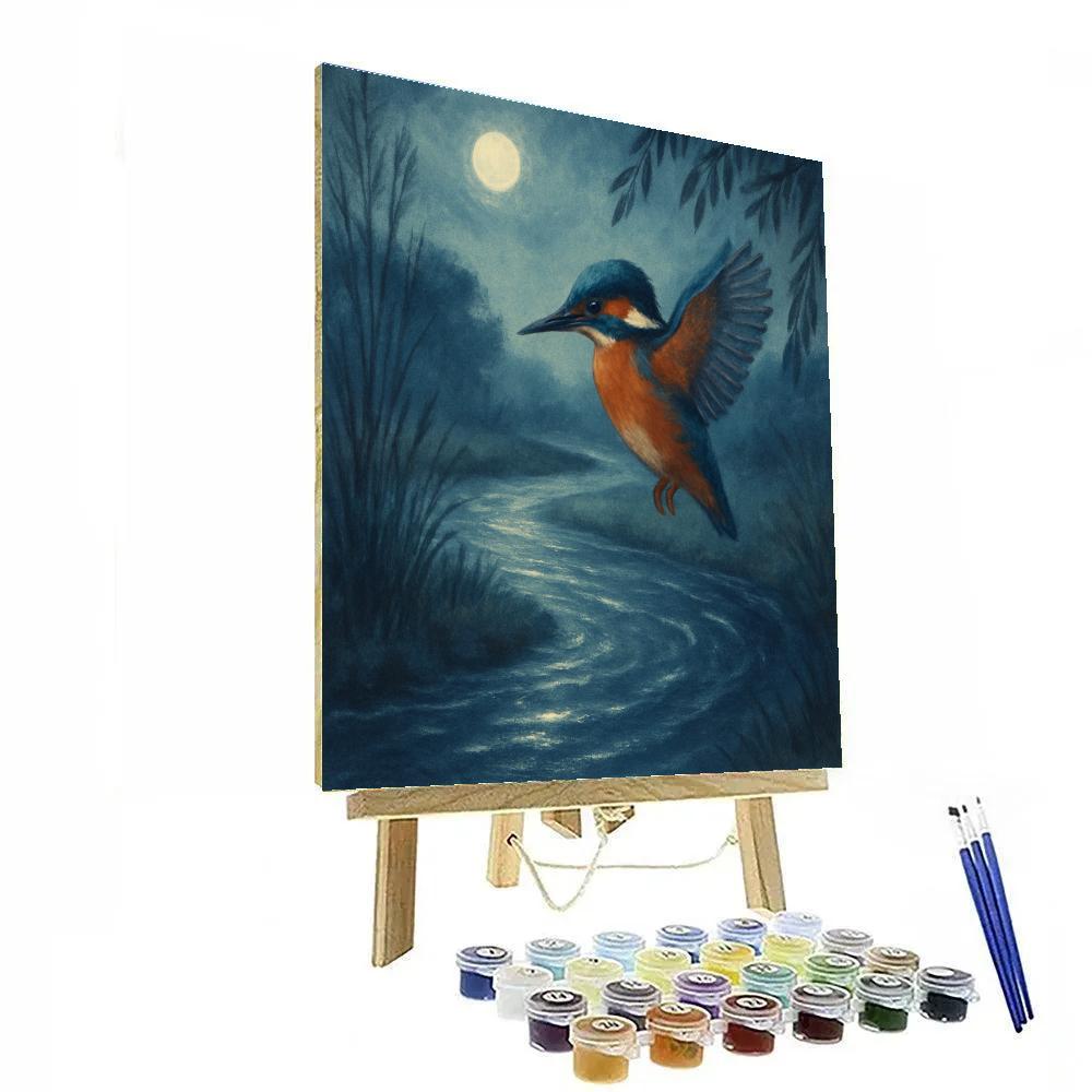 Moonlit Kingfisher Over A Quiet Bend Paint by numbers kits