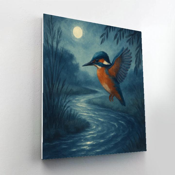 Moonlit Kingfisher Over A Quiet Bend Paint by numbers kits