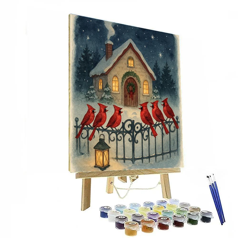 Midnight Choir At The Snowy Chapel Gate paint by color