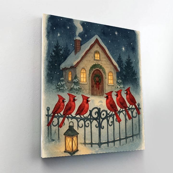 Midnight Choir At The Snowy Chapel Gate paint by color