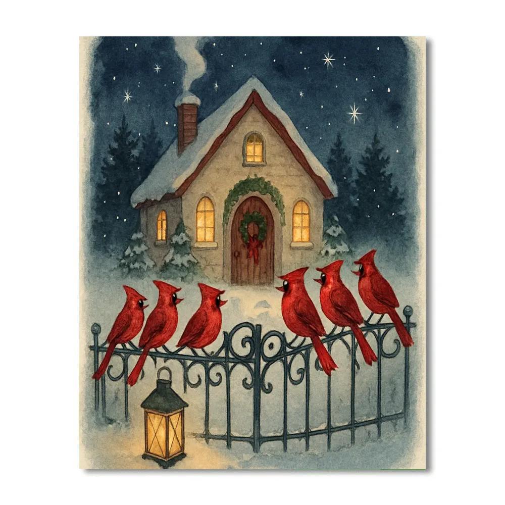 Midnight Choir At The Snowy Chapel Gate paint by color