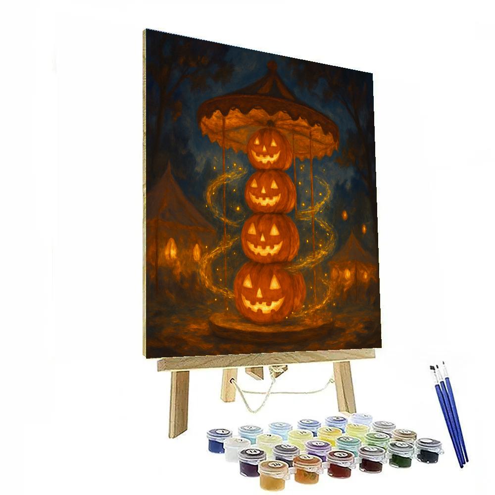 Jack O Lantern Carousel In The Autumn Fair paint by number