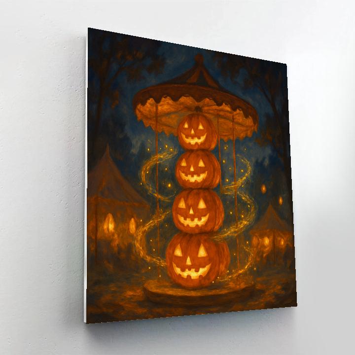 Jack O Lantern Carousel In The Autumn Fair paint by number