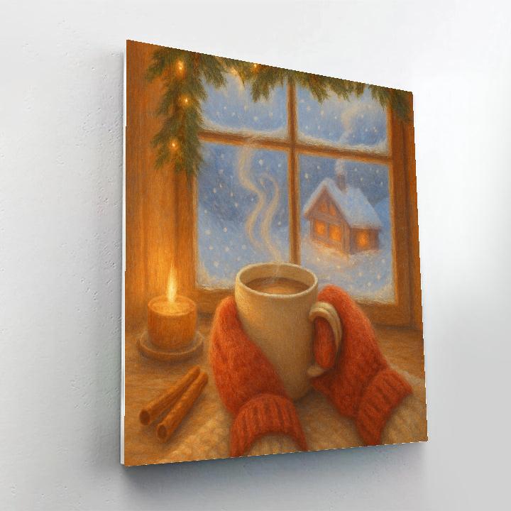 Cocoa Steam At The Mountain Cabin Window Painting by numbers kit