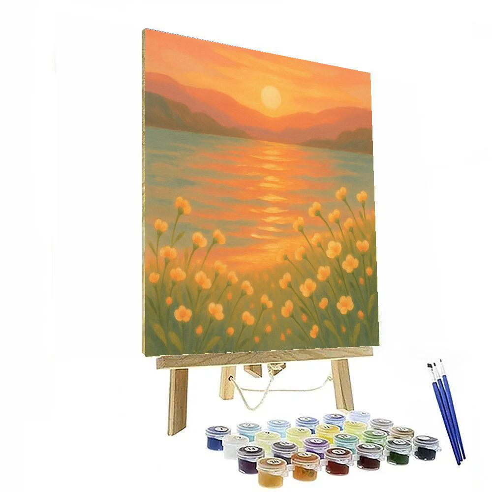Wildflower Shoreline At Golden Hour paint by color