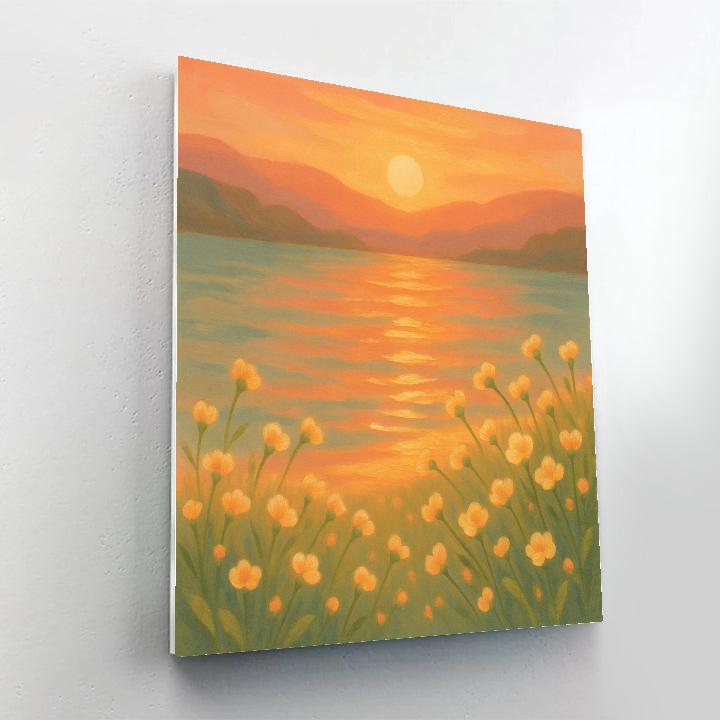 Wildflower Shoreline At Golden Hour paint by color