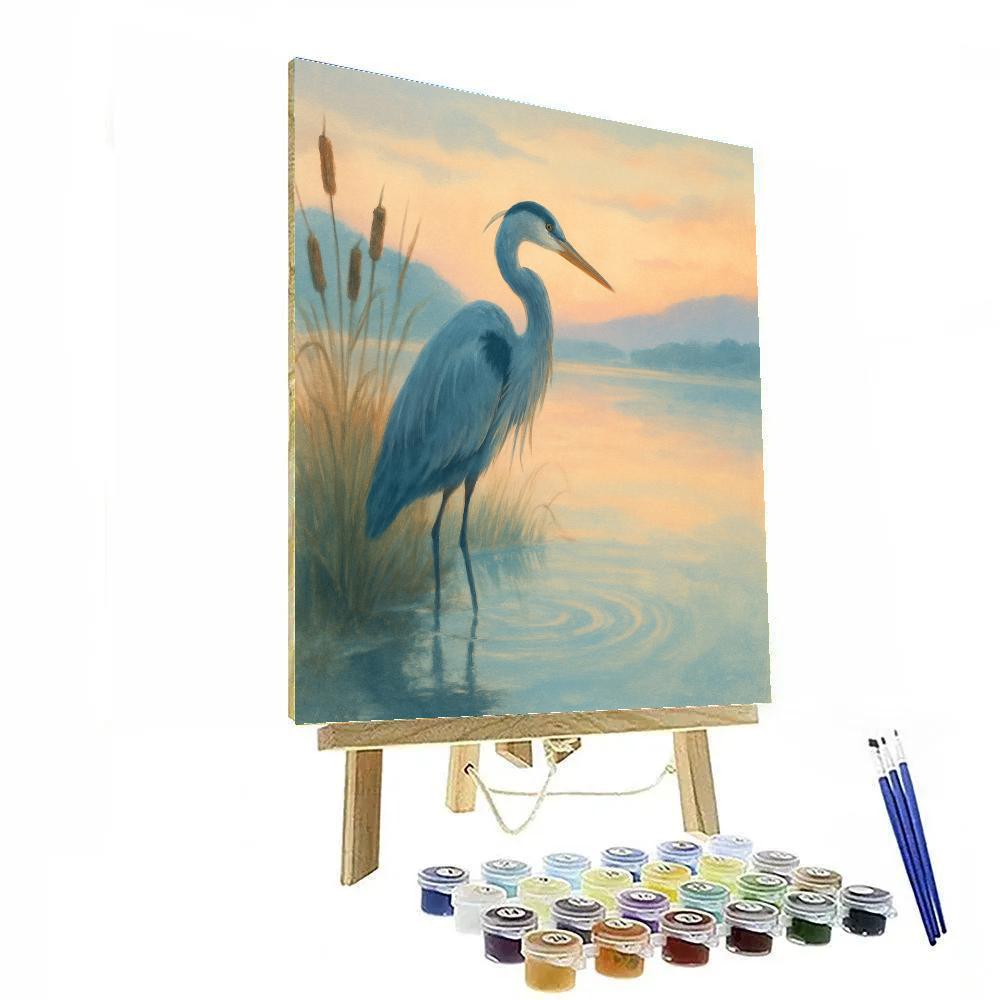 Heron At The Reed Mirror Lagoon Paint by numbers kits