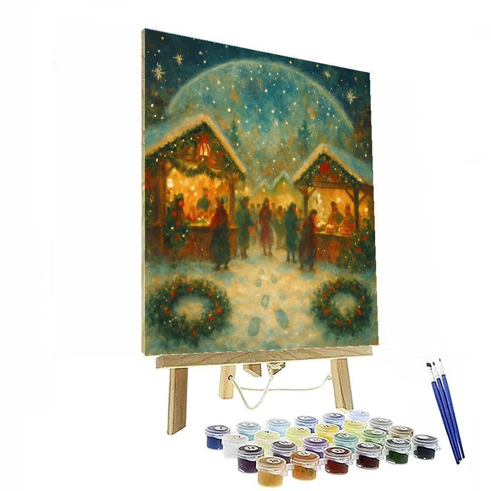 Holiday Market Under The Giant Snow Globe Sky paint by number