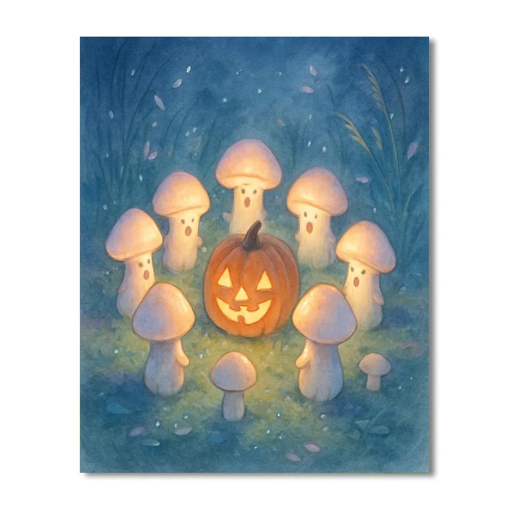 Enchanted Moon Garden With Singing Mushrooms painting number kit