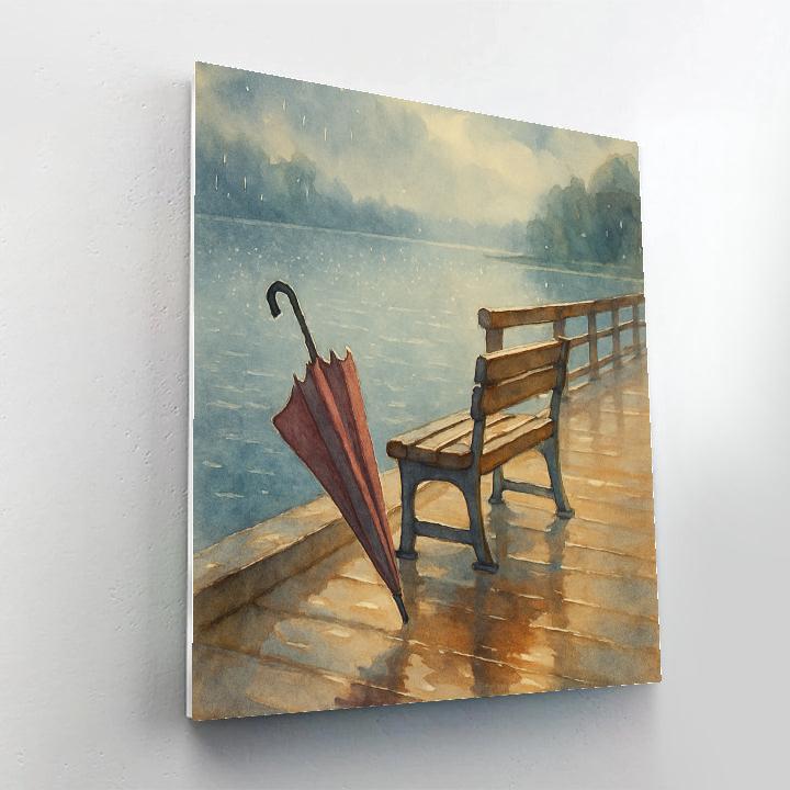 Rain Kissed Lake With Umbrella Reflection Paint by numbers art