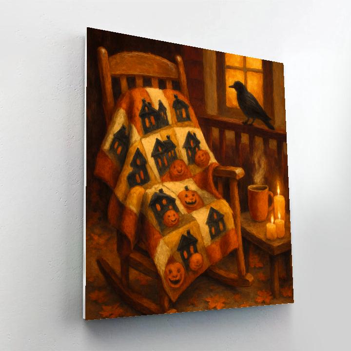 Cozy Porch With Quilt Of Tiny Haunted Houses Paint by numbers art