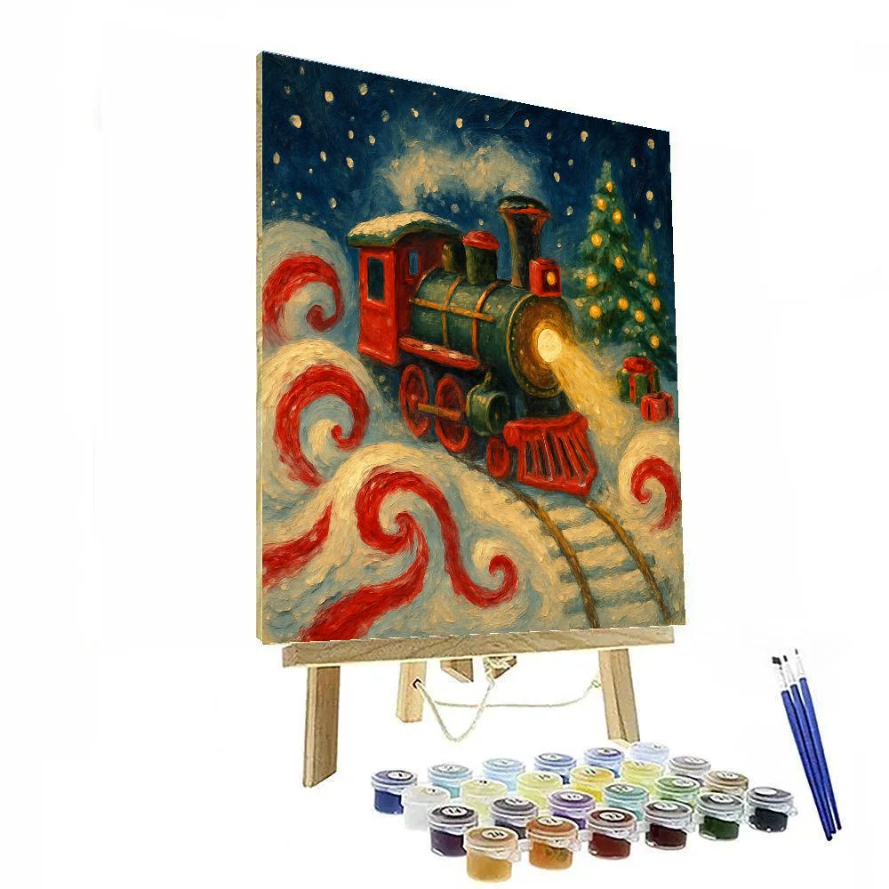 Toy Train Through The Peppermint Snowdrifts Paint by numbers kits