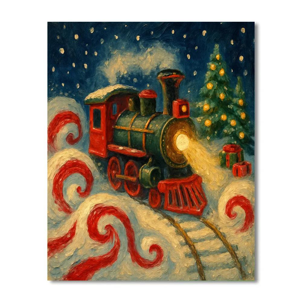 Toy Train Through The Peppermint Snowdrifts Paint by numbers kits
