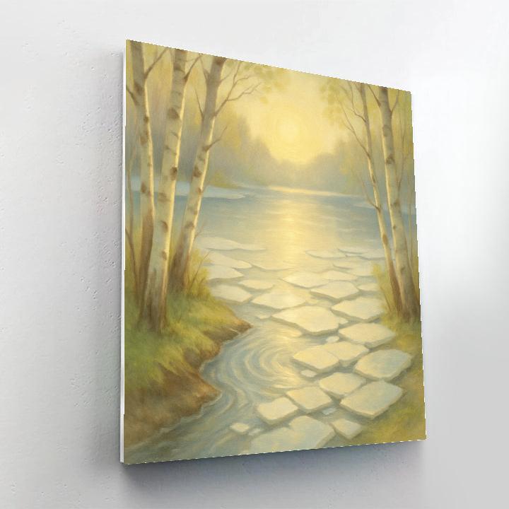Spring Thaw Reflections At The Birch Cove Number painting