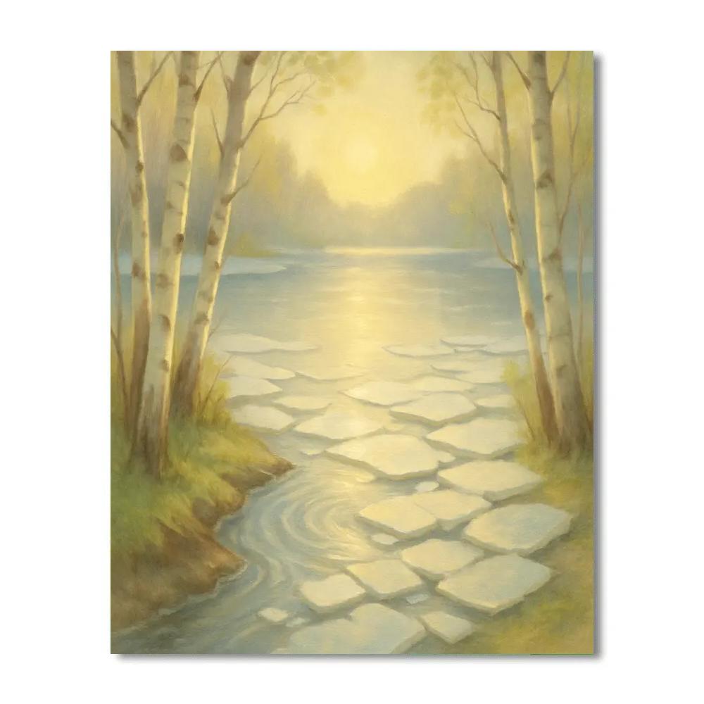 Spring Thaw Reflections At The Birch Cove Number painting