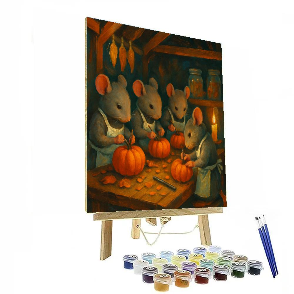 Candlelit Pumpkin Workshop In A Tiny Barn Paint by numbers kits