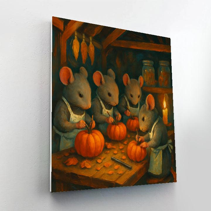 Candlelit Pumpkin Workshop In A Tiny Barn Paint by numbers kits