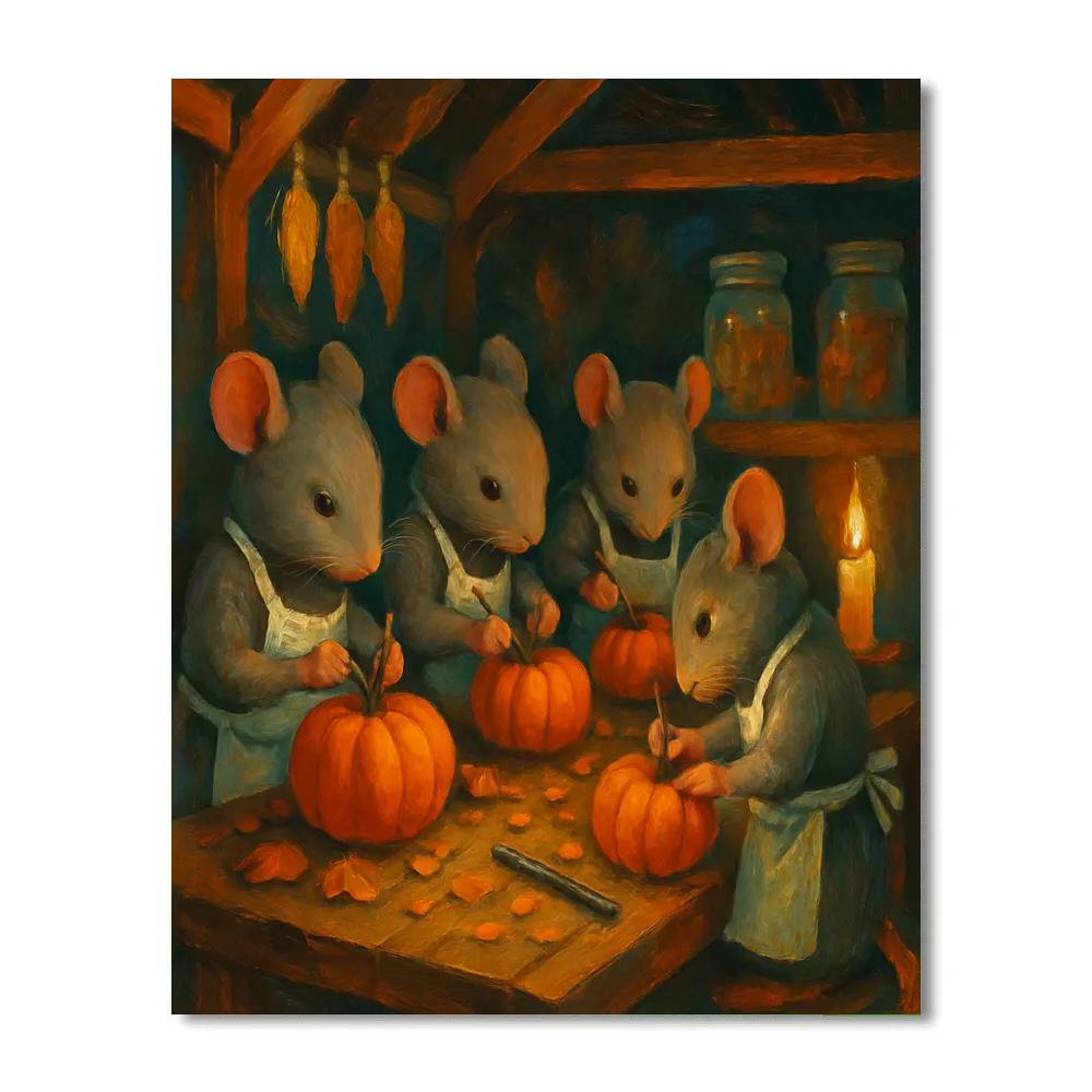 Candlelit Pumpkin Workshop In A Tiny Barn Paint by numbers kits