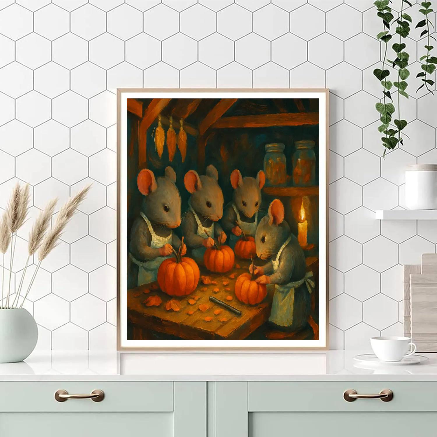 Candlelit Pumpkin Workshop In A Tiny Barn Paint by numbers kits