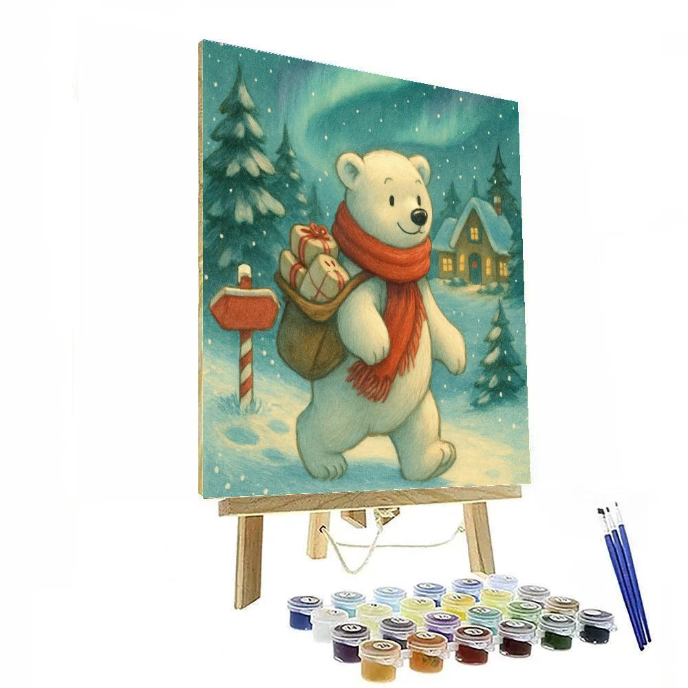 Polar Bear Postman On The Northern Path Painting by numbers kit