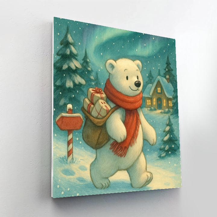 Polar Bear Postman On The Northern Path Painting by numbers kit