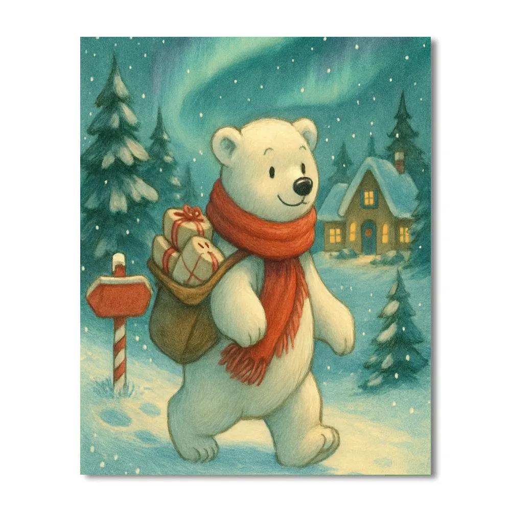 Polar Bear Postman On The Northern Path Painting by numbers kit