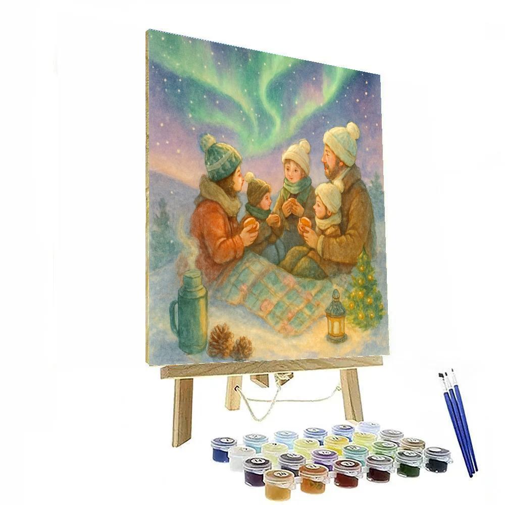 Aurora Picnic On The Snowy Hilltop Number painting