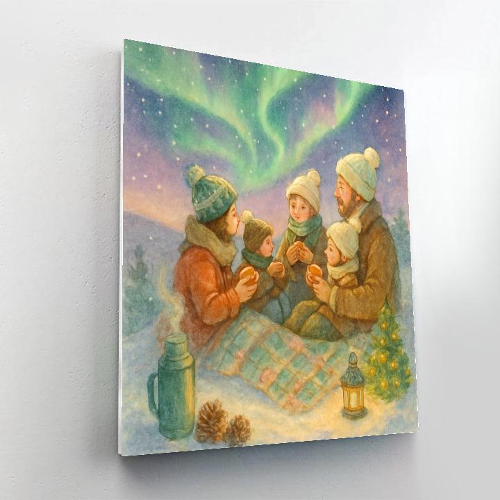 Aurora Picnic On The Snowy Hilltop Number painting