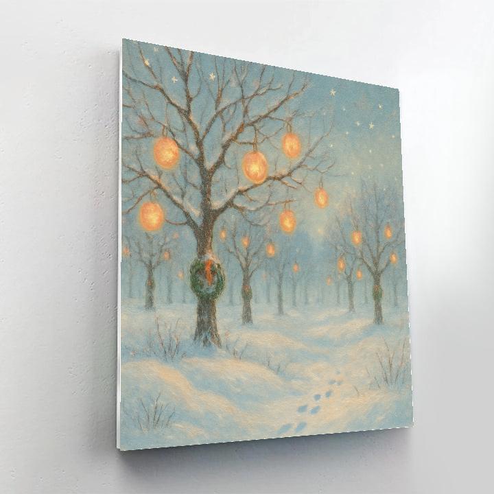 Snowy Orchard With Hanging Starlight Apples DIY paint by numbers