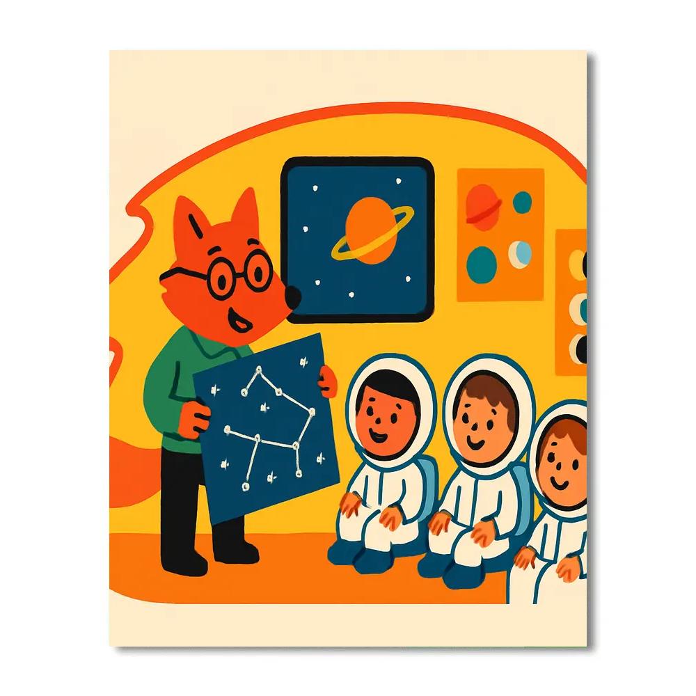 Comet Classroom With The Star Map Fox Paint by numbers art