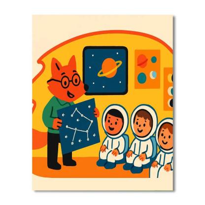 Comet Classroom With The Star Map Fox Paint by numbers art