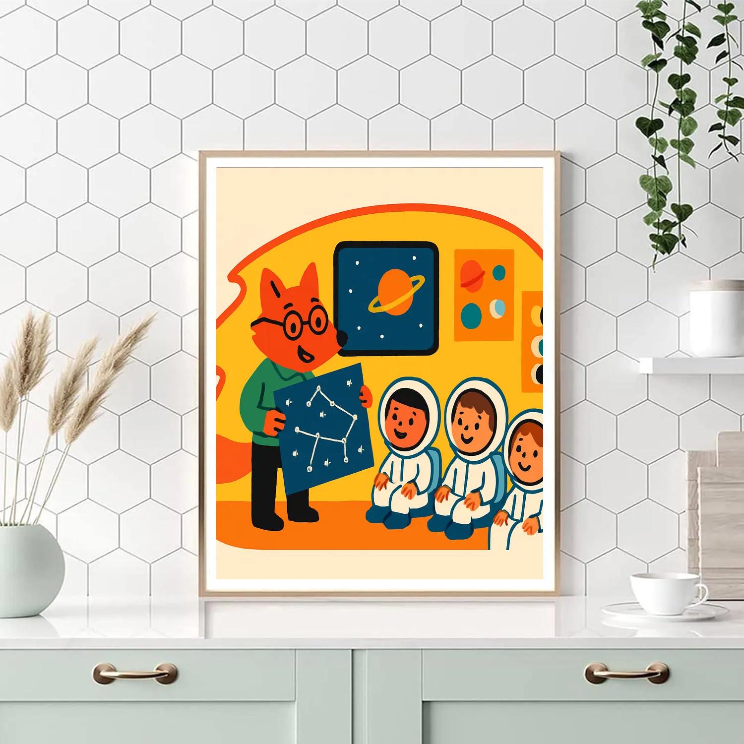 Comet Classroom With The Star Map Fox Paint by numbers art