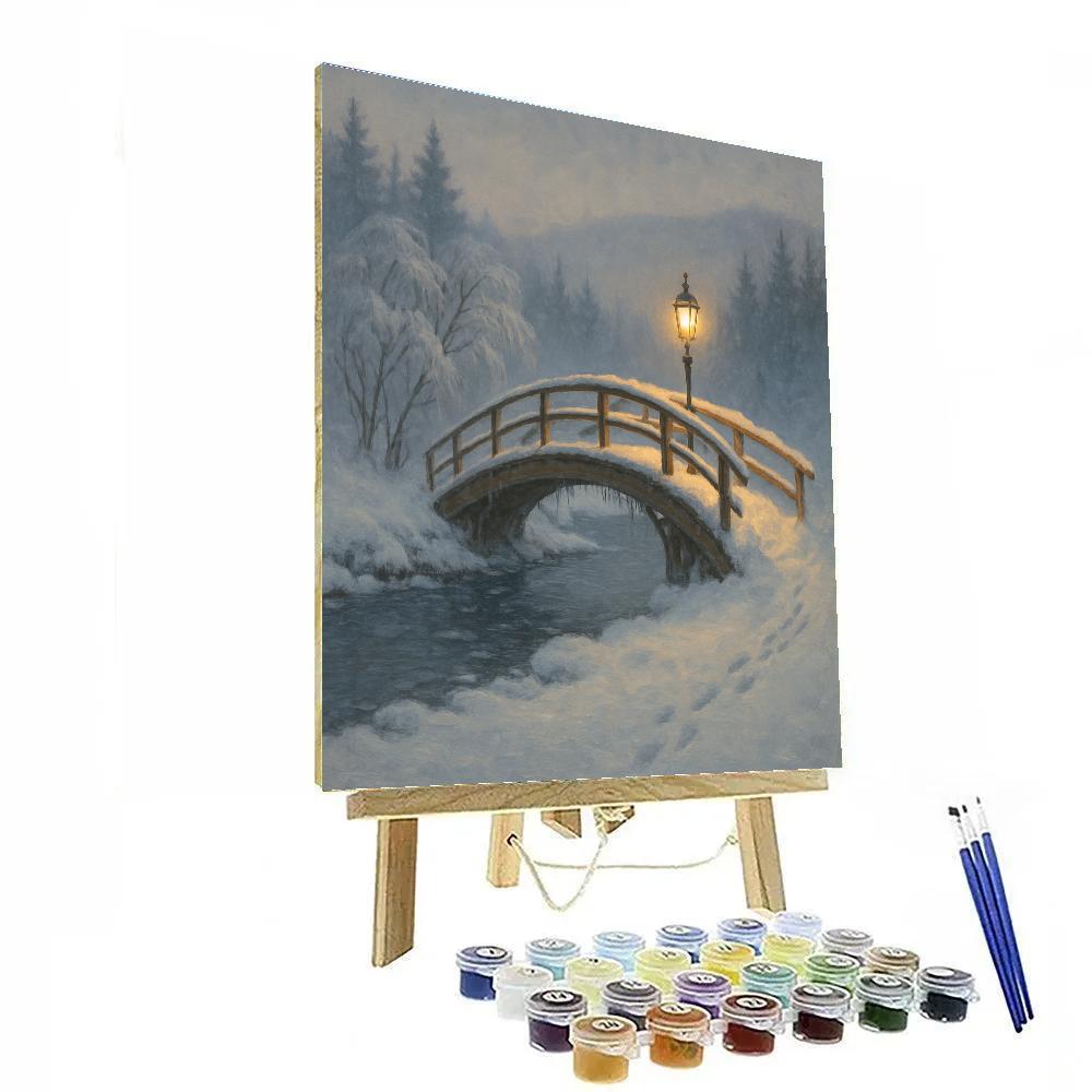 Lanternlight Along The Frozen Footbridge Painting by numbers kit