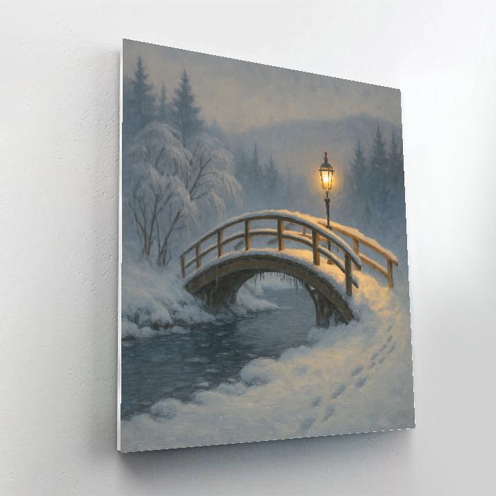 Lanternlight Along The Frozen Footbridge Painting by numbers kit