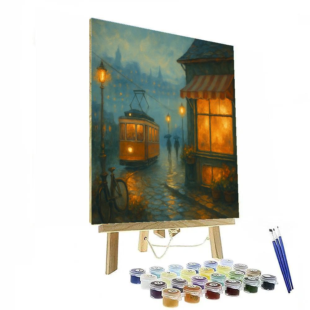 Midnight Tea House Tramway Painting by numbers kit