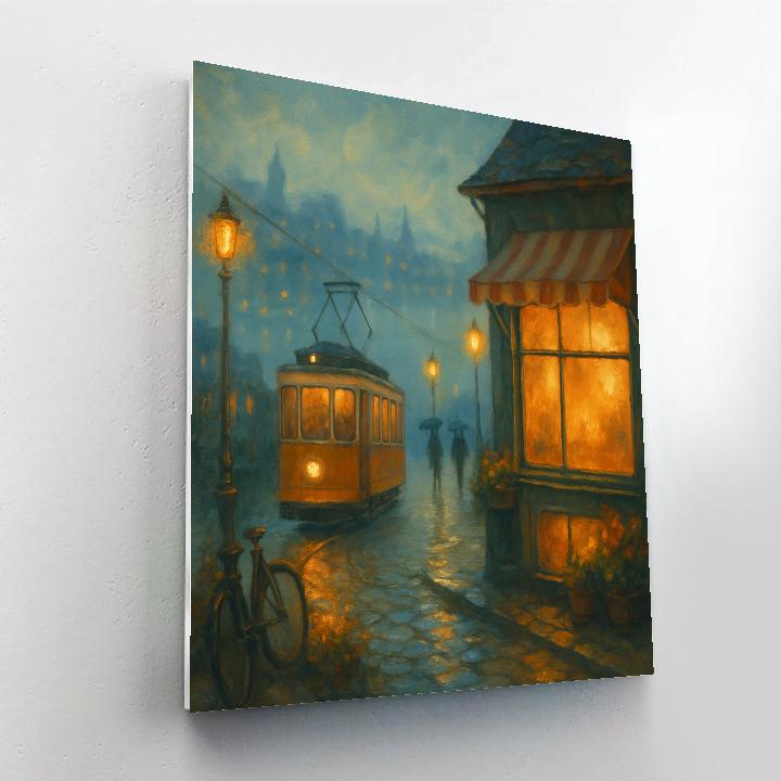 Midnight Tea House Tramway Painting by numbers kit