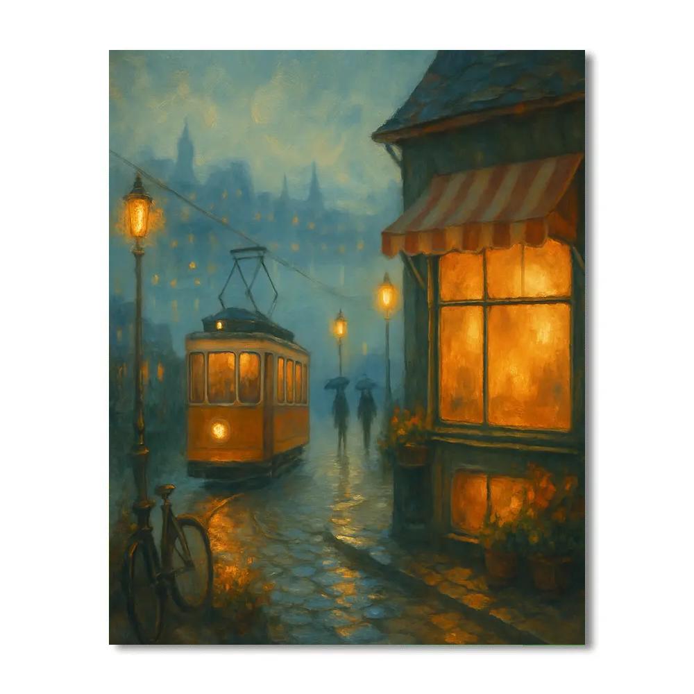 Midnight Tea House Tramway Painting by numbers kit