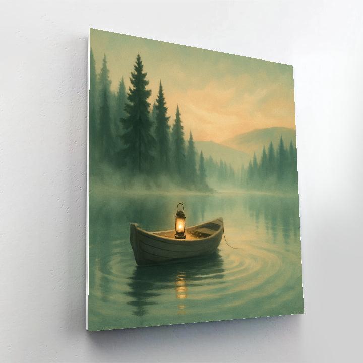 Lantern Drift At Misty Pine Lake Paint by numbers art