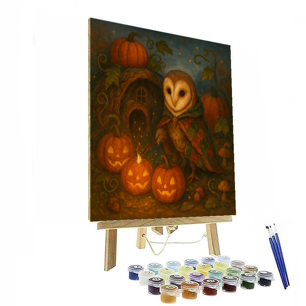 Lanternmaker Owl In The Pumpkin Hollow DIY paint by numbers