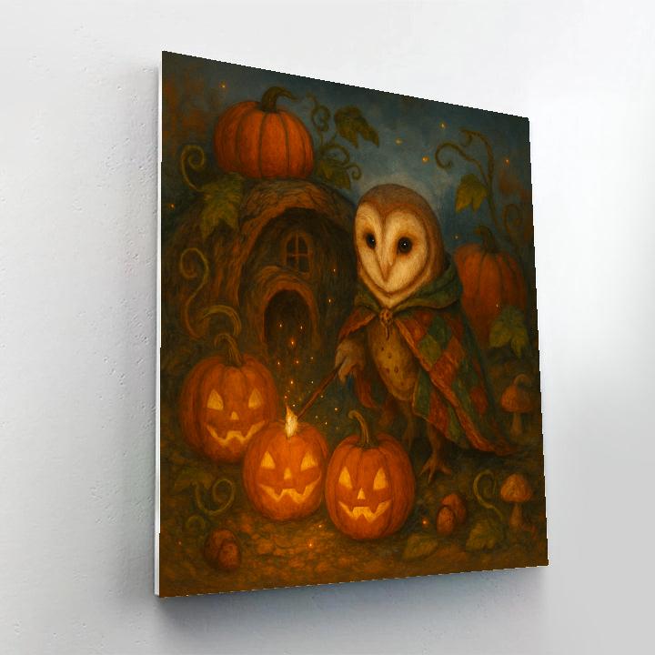 Lanternmaker Owl In The Pumpkin Hollow DIY paint by numbers