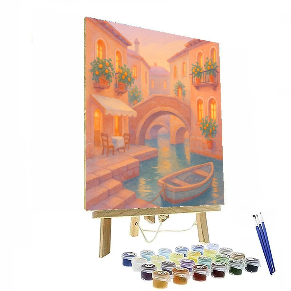 Apricot Dawn Over The Courtyard Canal Paint by numbers kits
