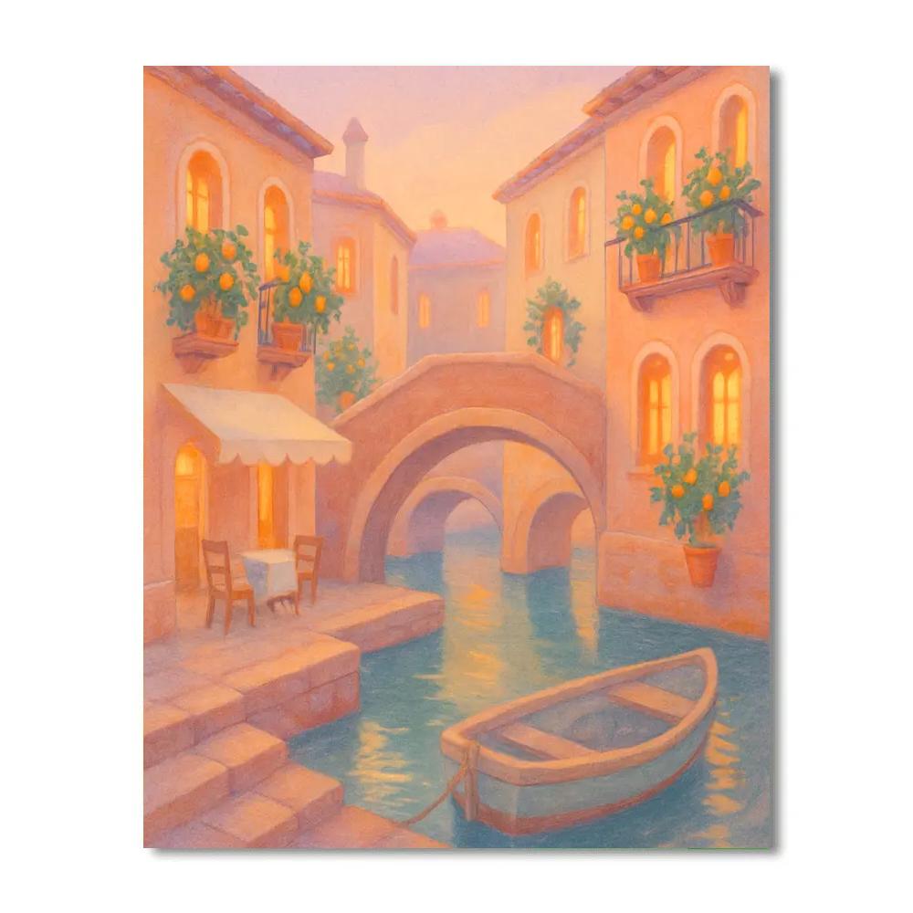 Apricot Dawn Over The Courtyard Canal Paint by numbers kits