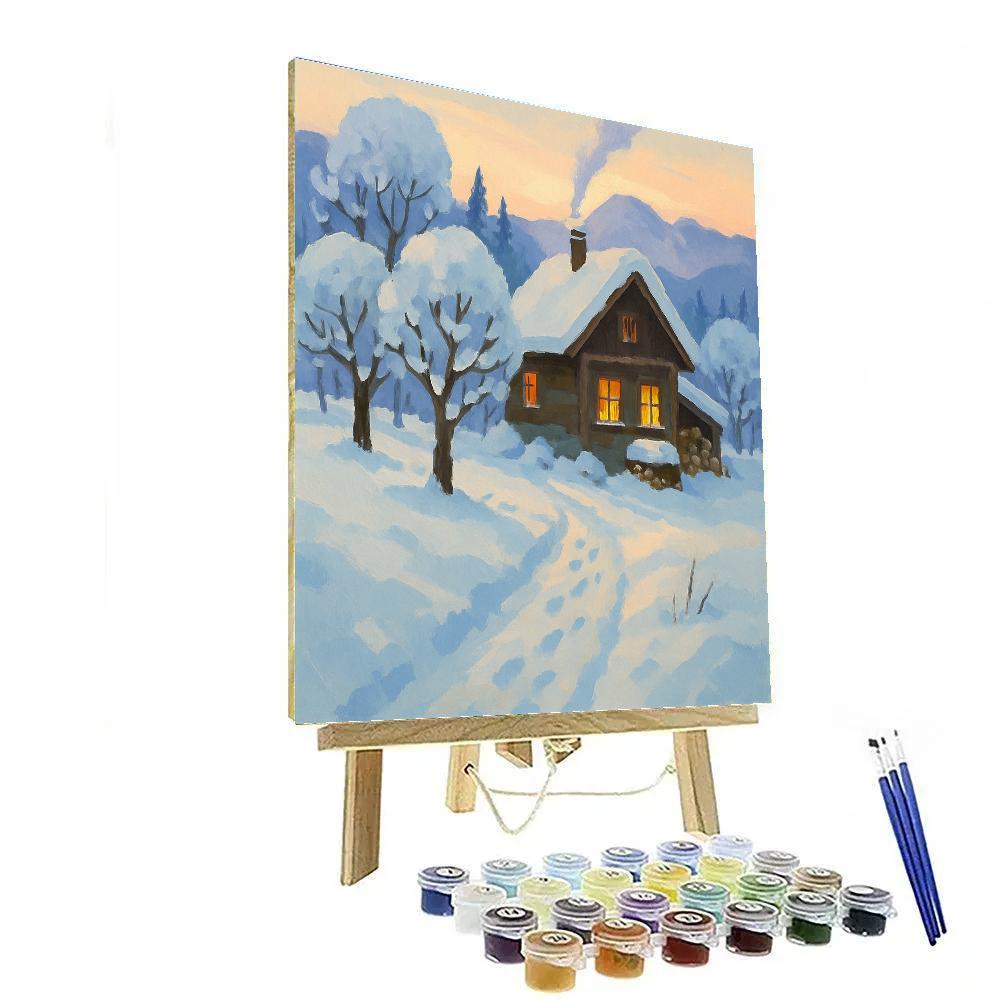 Sunrise Smoke Over The Alpine Orchard Chalet Numbered painting kits