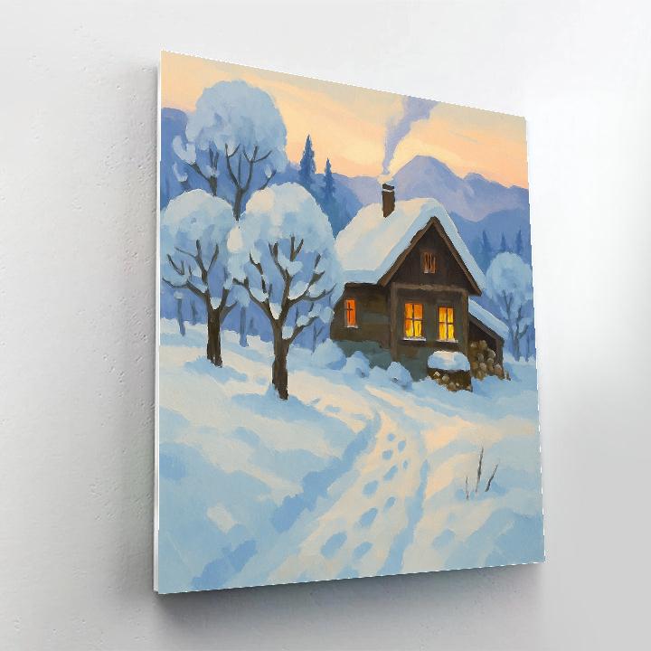 Sunrise Smoke Over The Alpine Orchard Chalet Numbered painting kits